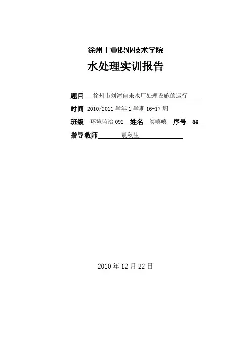 水处理实训报告