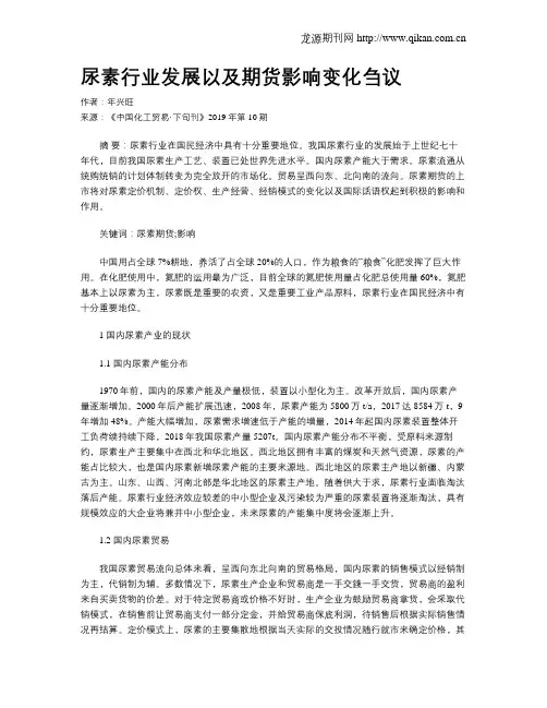 尿素行业发展以及期货影响变化刍议