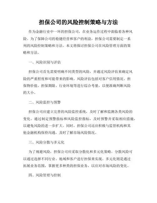 担保公司的风险控制策略与方法