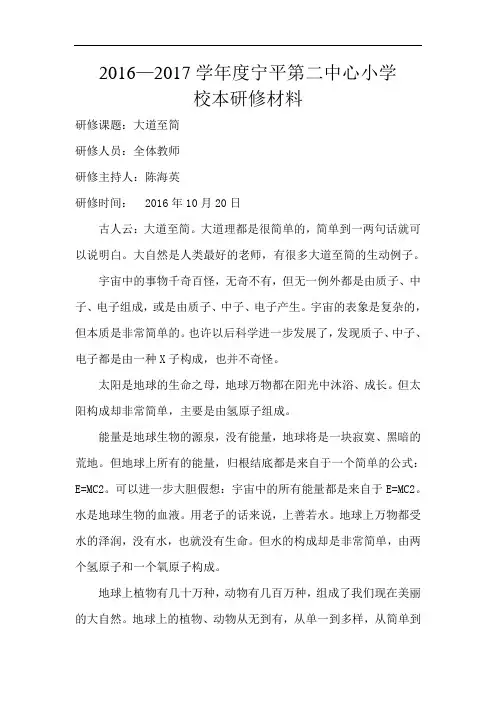 2016年校本研修计划 