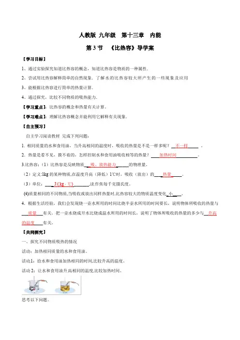专题13.3 比热容(导学案)(解析版)
