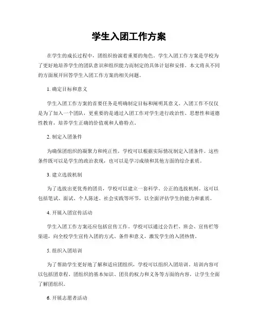 学生入团工作方案