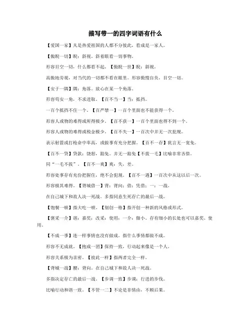 描写带一的四字词语有什么