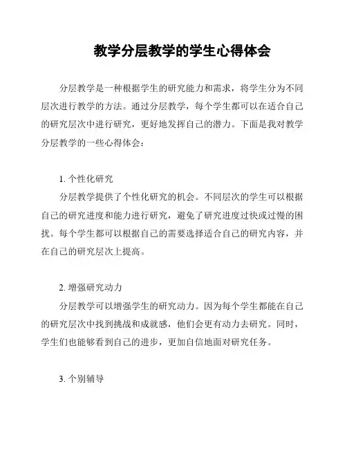 教学分层教学的学生心得体会