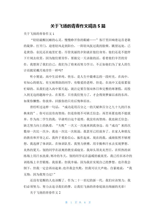 关于飞扬的青春作文精选5篇