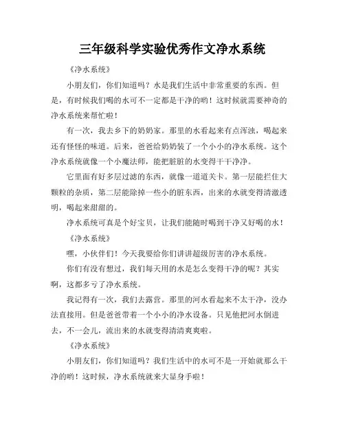 三年级科学实验优秀作文净水系统