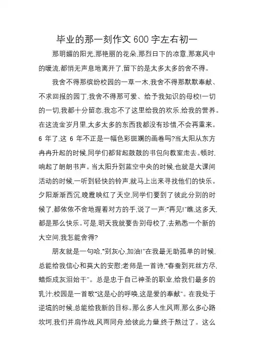 毕业的那一刻作文600字左右初一