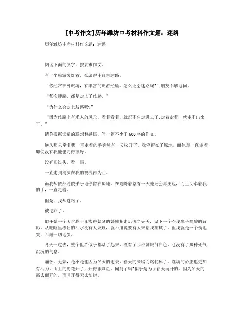 [中考作文]历年潍坊中考材料作文题：迷路