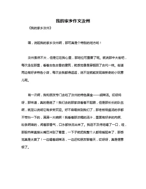 我的家乡作文汝州