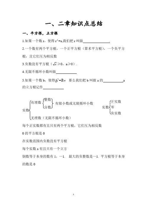 湘教版八年级数学一二章知识点总结