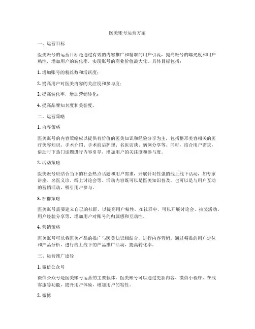 医美账号运营方案