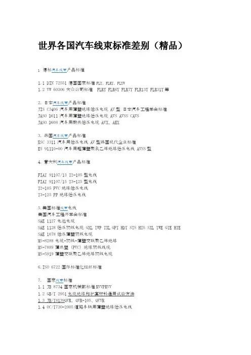 世界各国汽车线束标准差别(精品)