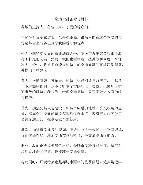 廊坊大讨论发言材料