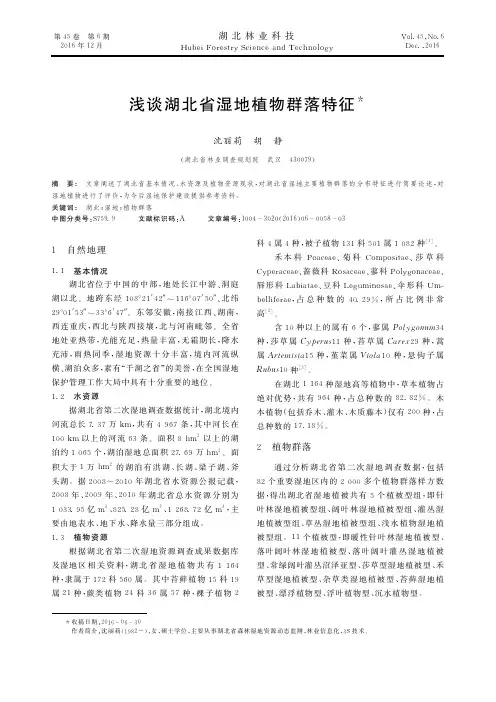 浅谈湖北省湿地植物群落特征