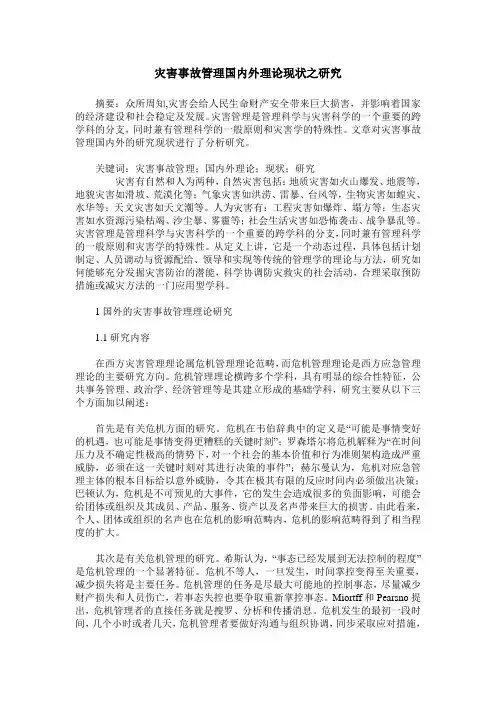 灾害事故管理国内外理论现状之研究
