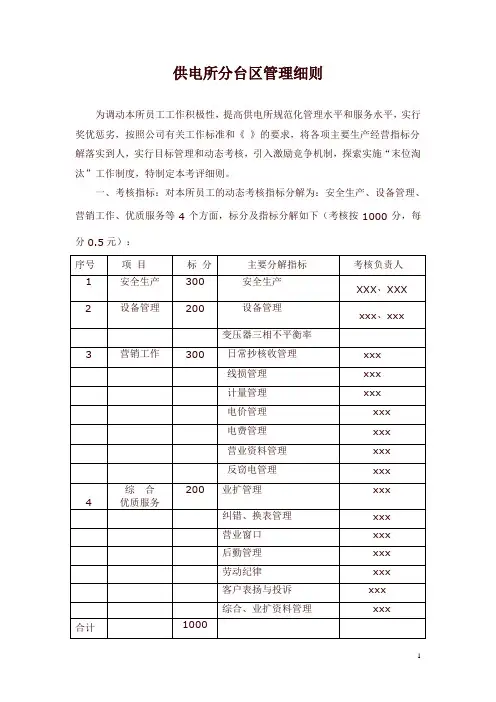 供电所分台区管理细则