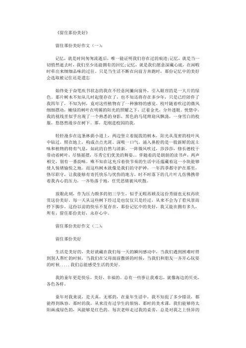 留住那份美好(作文16篇)