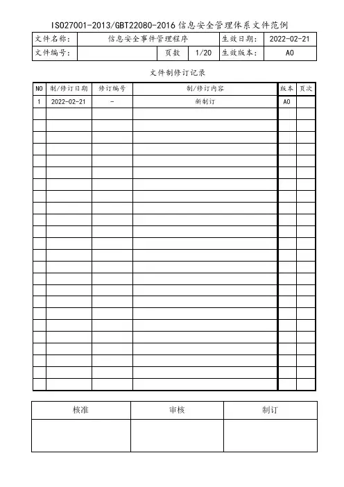 信息安全事件管理程序