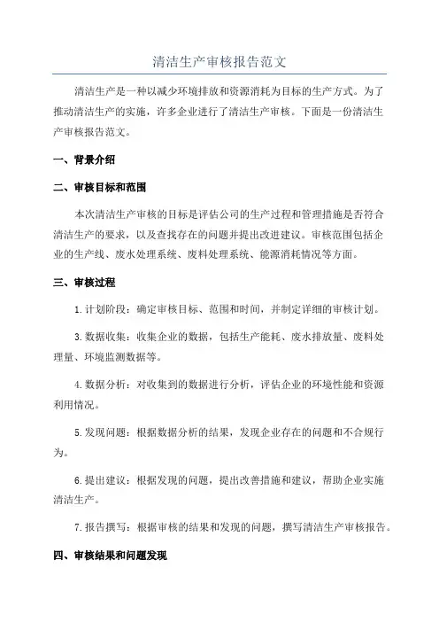 清洁生产审核报告范文
