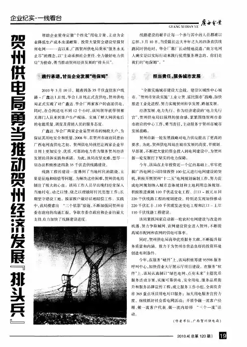 贺州供电局勇当推动贺州经济发展“排头兵”