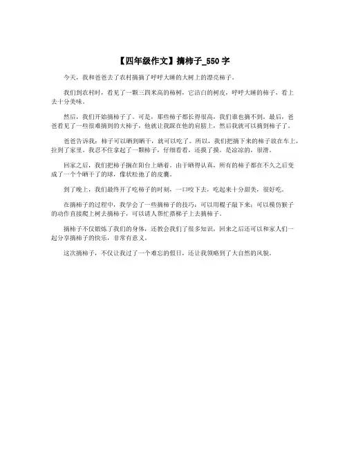 【四年级作文】摘柿子_550字