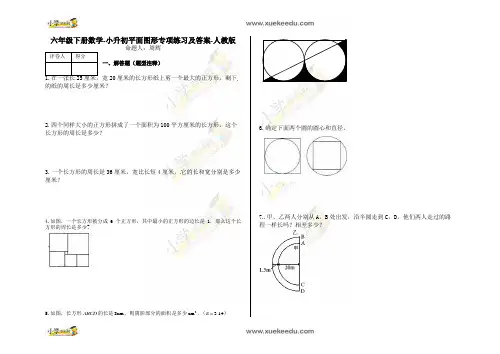 六年级下册数学-小升初平面图形专项练习及答案-l0-人教版