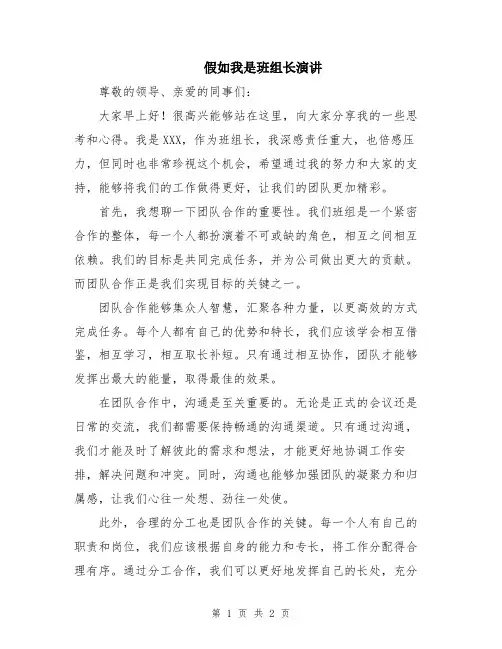 假如我是班组长演讲