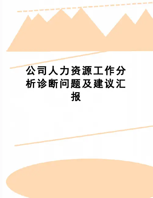 【精品】公司人力资源工作分析诊断问题及建议汇报