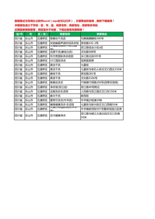 2020新版四川省乐山市五通桥区洗衣店工商企业公司商家名录名单联系电话号码地址大全18家