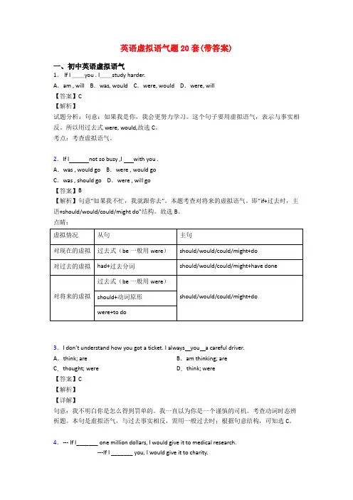 英语虚拟语气题20套(带答案)