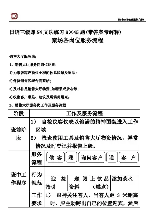 日语三级即N4文法练习8×45题(带答案带解释)