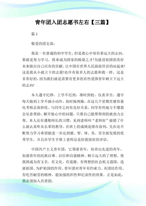 青年团入团志愿书600字左右【三篇】.doc