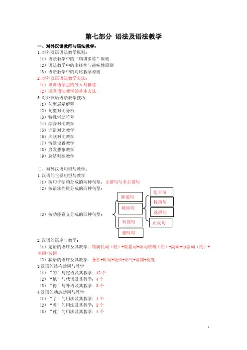 对外汉语---- 第七部分 语法及语法教学