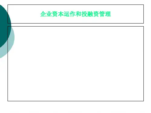 企业资本运作和投融资管理