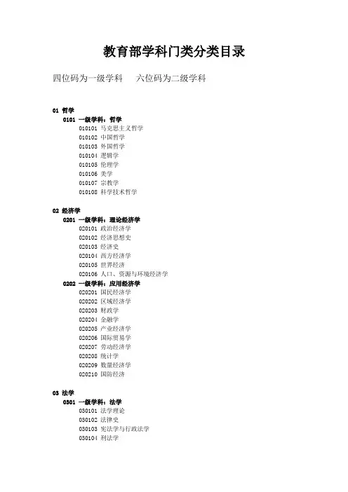 学科门类分类目录