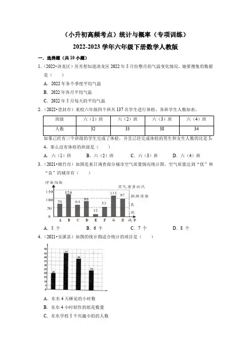 (小升初高频考点)统计与概率(专项训练)2022-2023学年六年级下册数学人教版