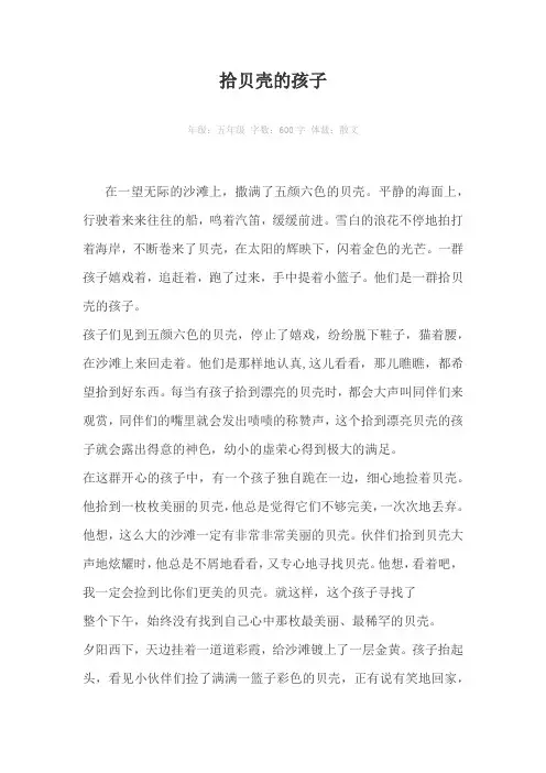 拾贝壳的孩子600字作文