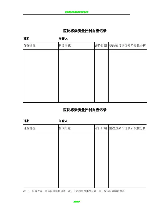 医院感染质量控制自查表