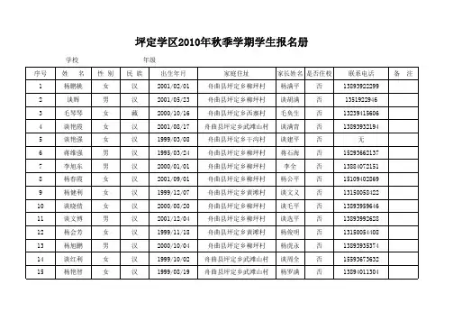 2010年秋季学期学生报名册1(空)