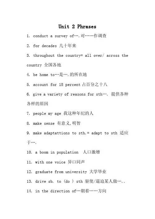 高中英语Unit 2 Phrases牛津版选修10