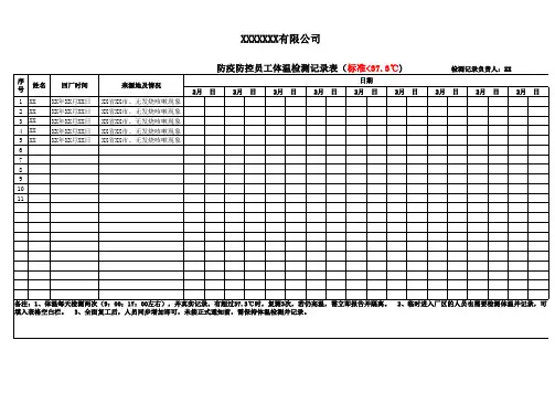 体温检测记录表