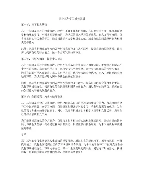 高中三年学习成长计划