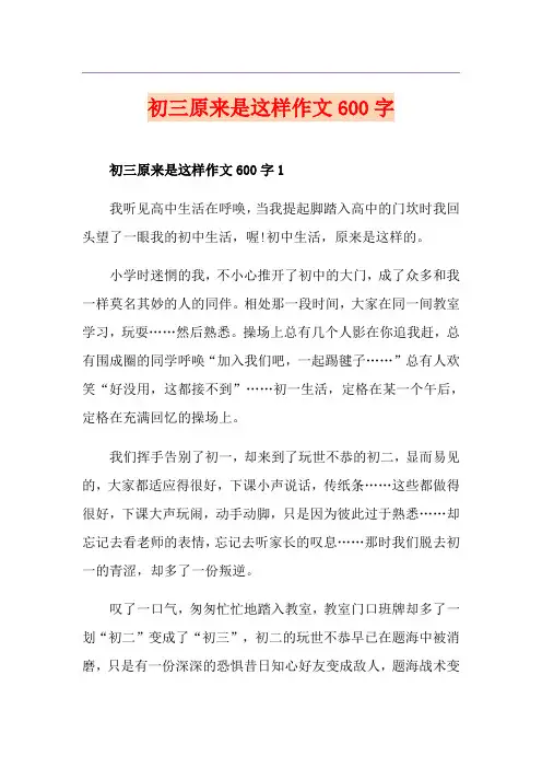 初三原来是这样作文600字