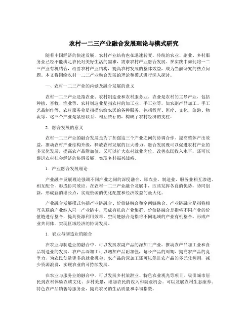 农村一二三产业融合发展理论与模式研究
