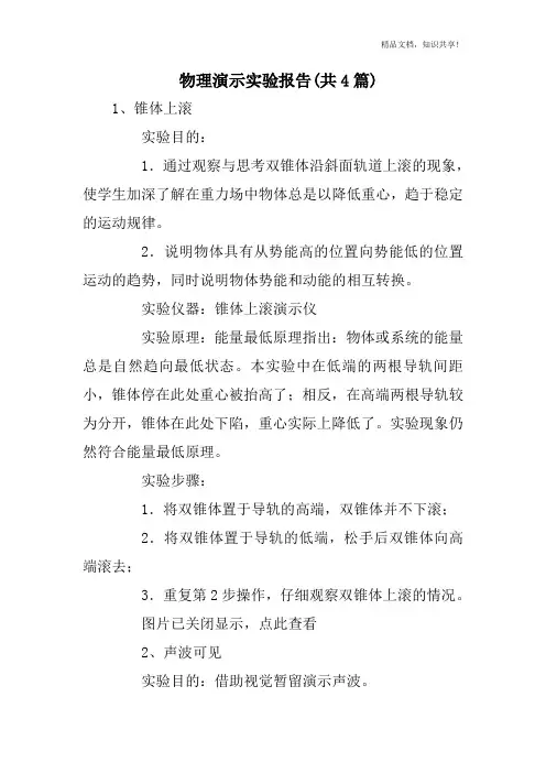 物理演示实验报告(共4篇)