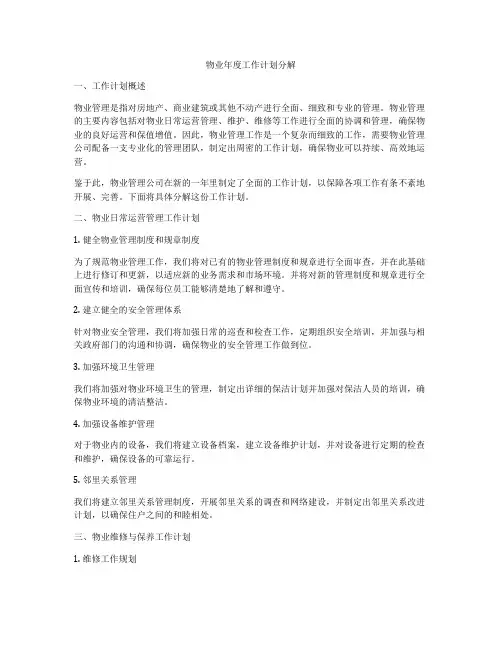 物业年度工作计划分解