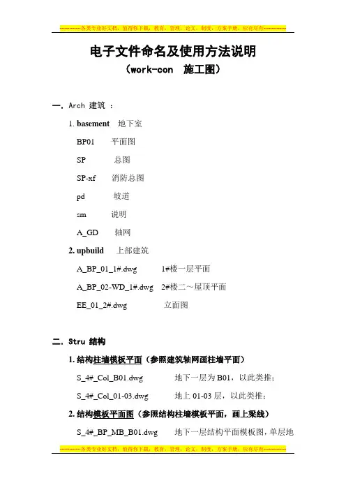 万科施工图文件名及对应图纸说明