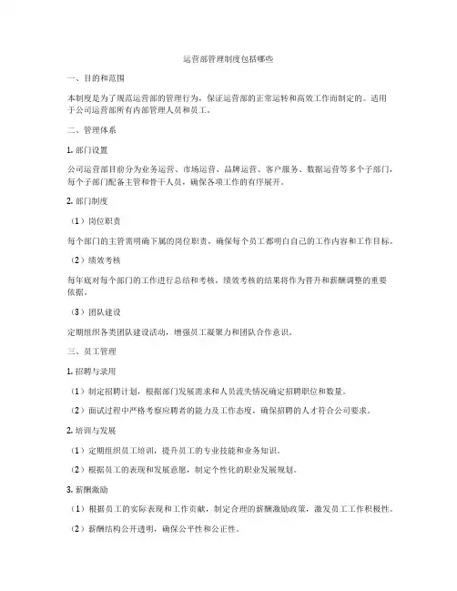 运营部管理制度包括哪些