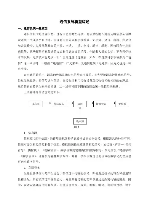 通信系统模型综述