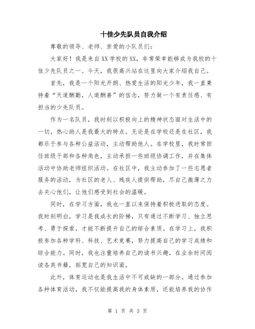 十佳少先队员自我介绍